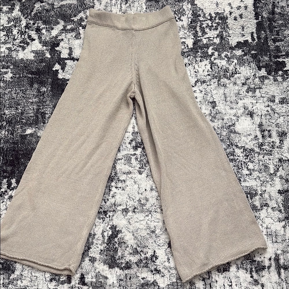 Zara Tan Casual knit Wide-Leg Pants